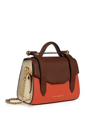 Strathberry Allegro Micro Bag in Bi-Color Colorblock Orange/Burgundy